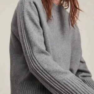 All Saints Kiera gray edge cashmere & wool crew neck sweater XS NWT